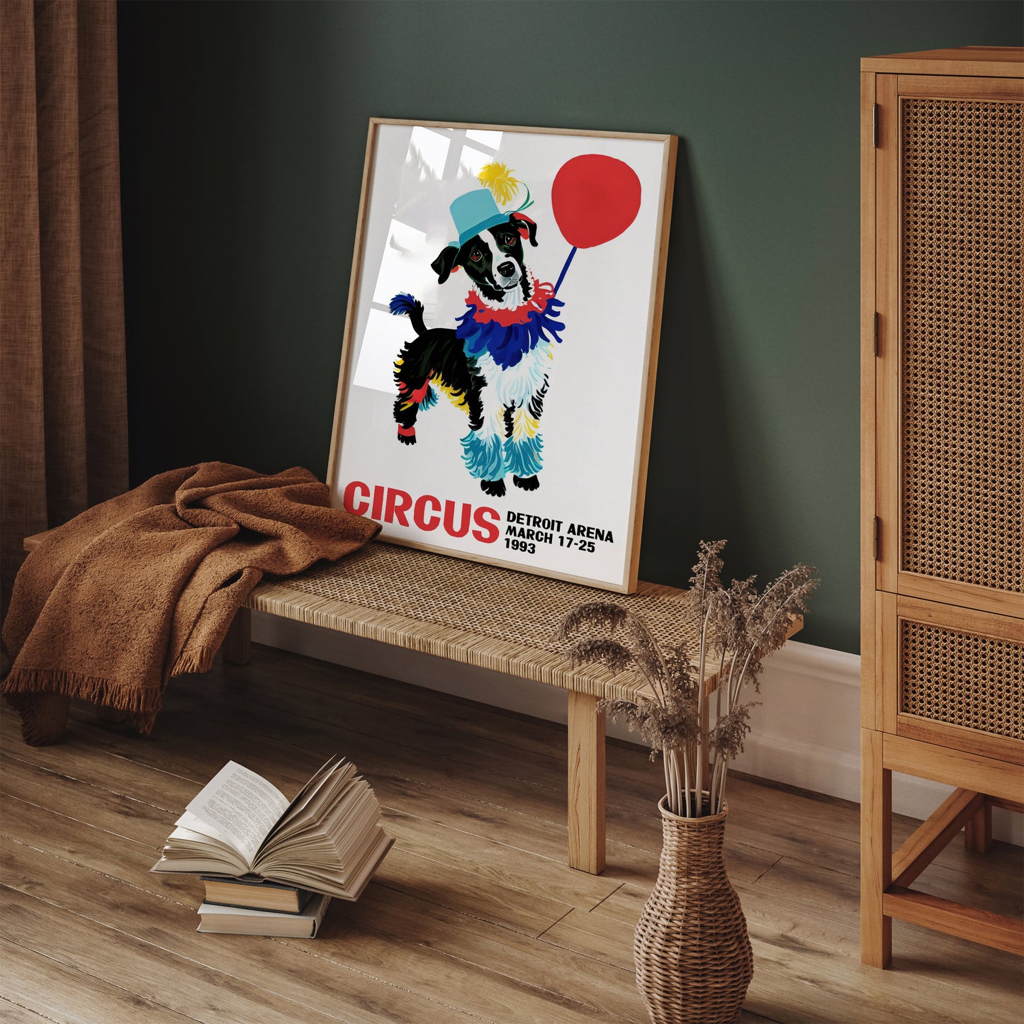 Funny Dog Detroit Arena Circus Retro Art Print