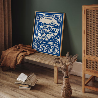 Greece Food and Landscape Poster