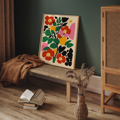 Cut Outs Abstract Colorful Floral Art Print
