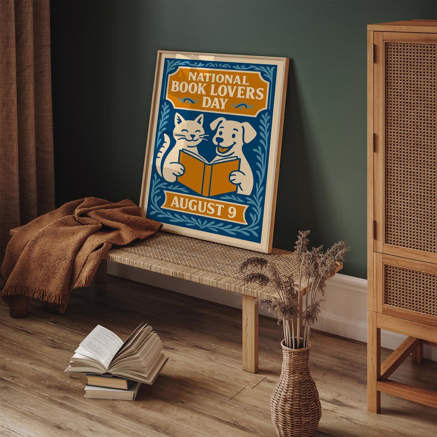 National Book Lovers Day Poster - Blue Literary Art Print