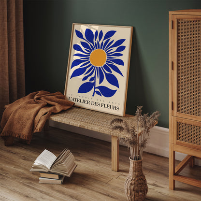 Cobalt Blue Flower French Art Print