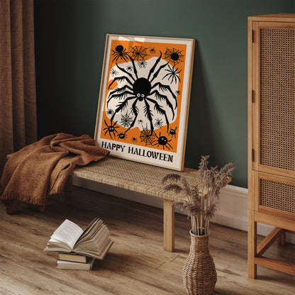 Halloween Home Decor Orange Spider Wall Art