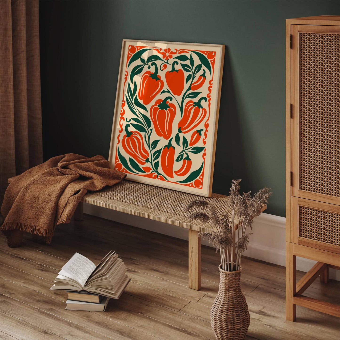 Orange Peppers - Farmhouse Kitchen Art Print