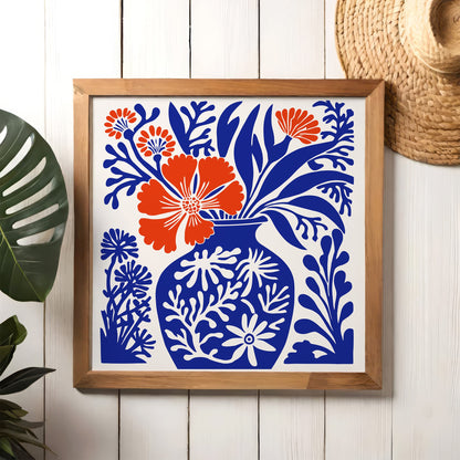 Blue Cut Outs Floral Square Print