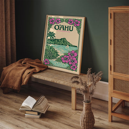 Oahu Hawaii Poster – The Gathering Place Wall Art