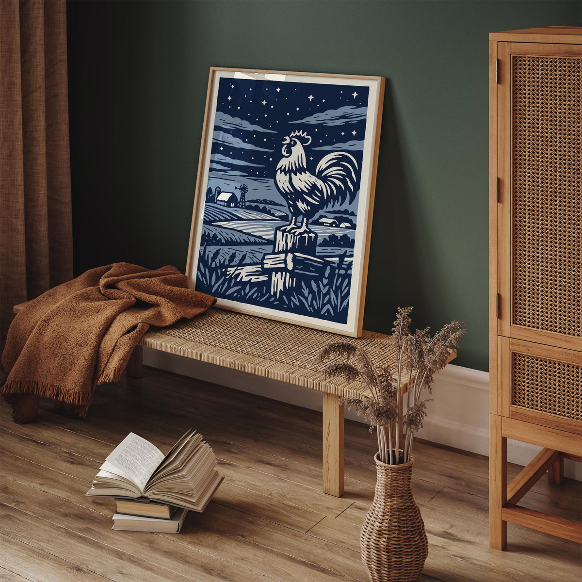 Crowing Rooster Iowa Art Poster
