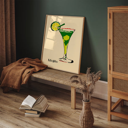 Mojito Cocktail Retro Poster