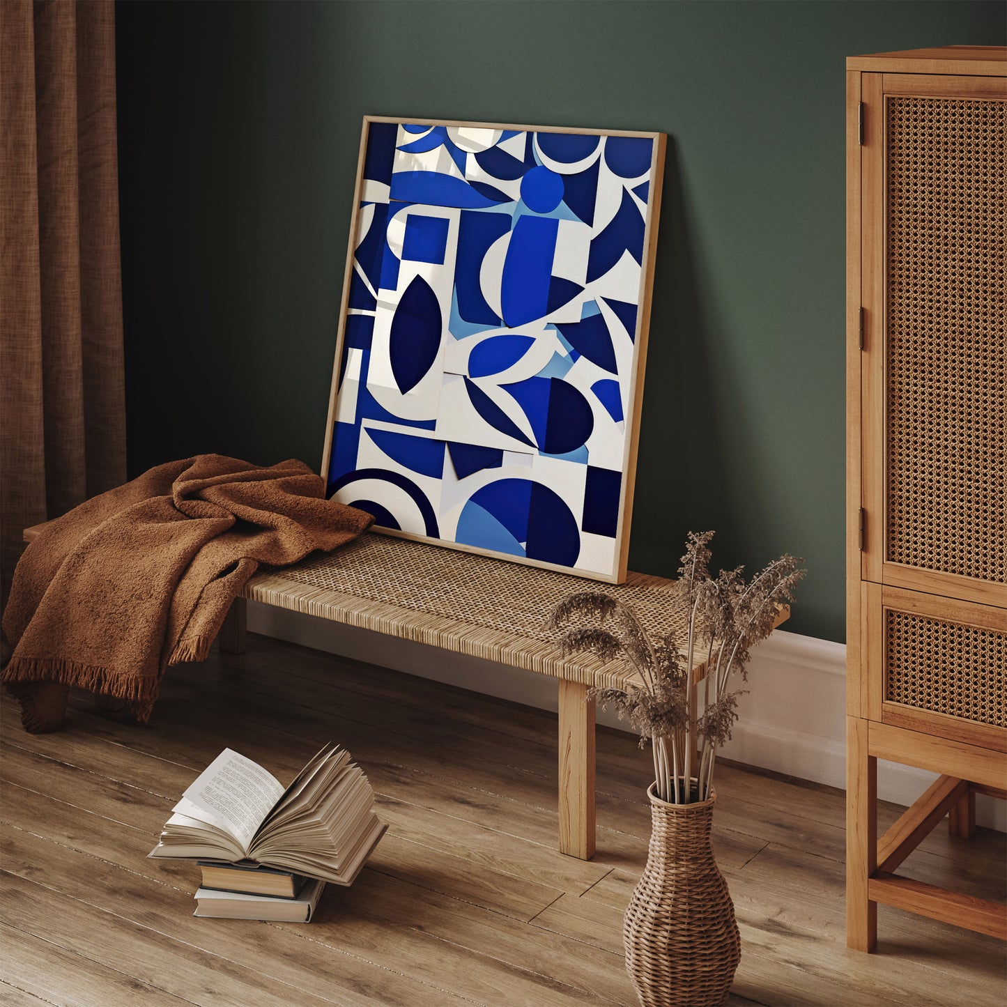 Blue Indigo Shapes Abstract Wall Art