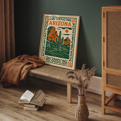 Arizona Travel Poster - Green Landscape Art Print