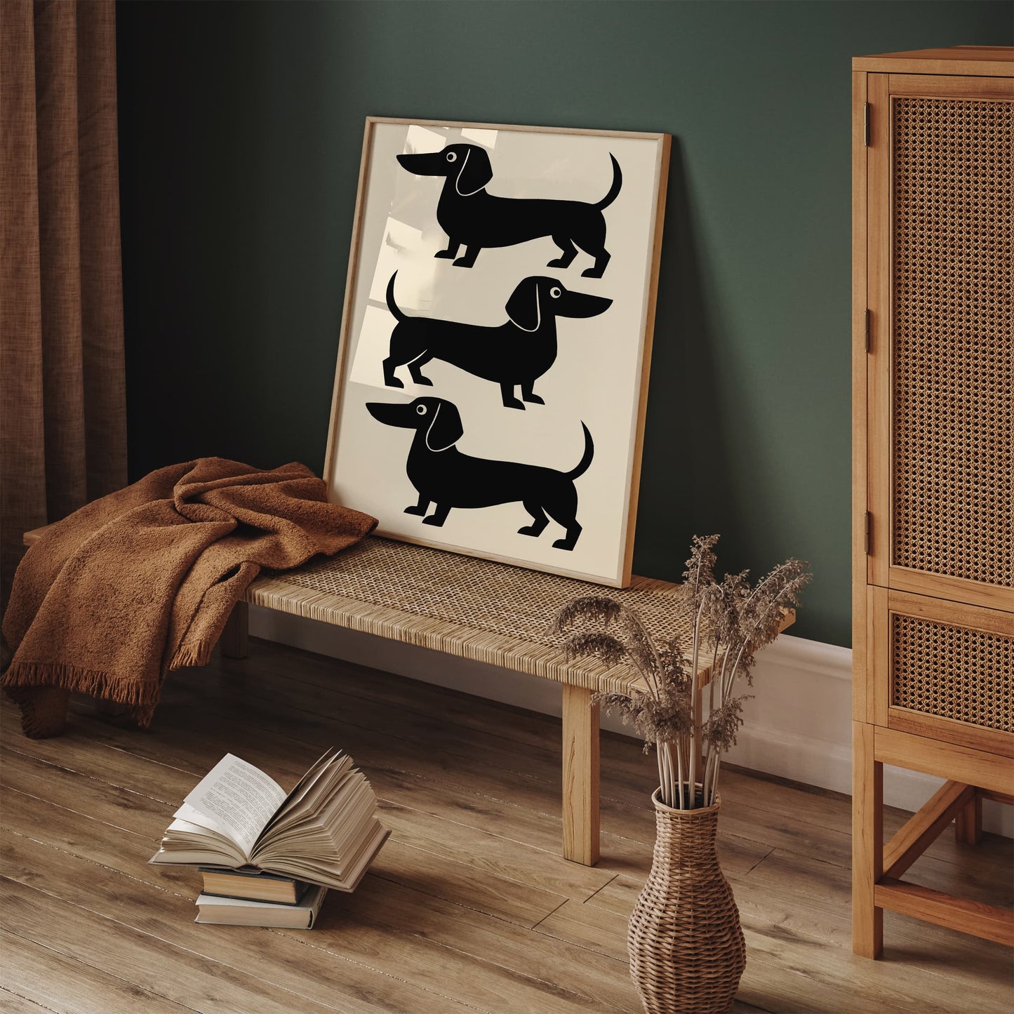 Tree Black Dachshunds Dog Poster