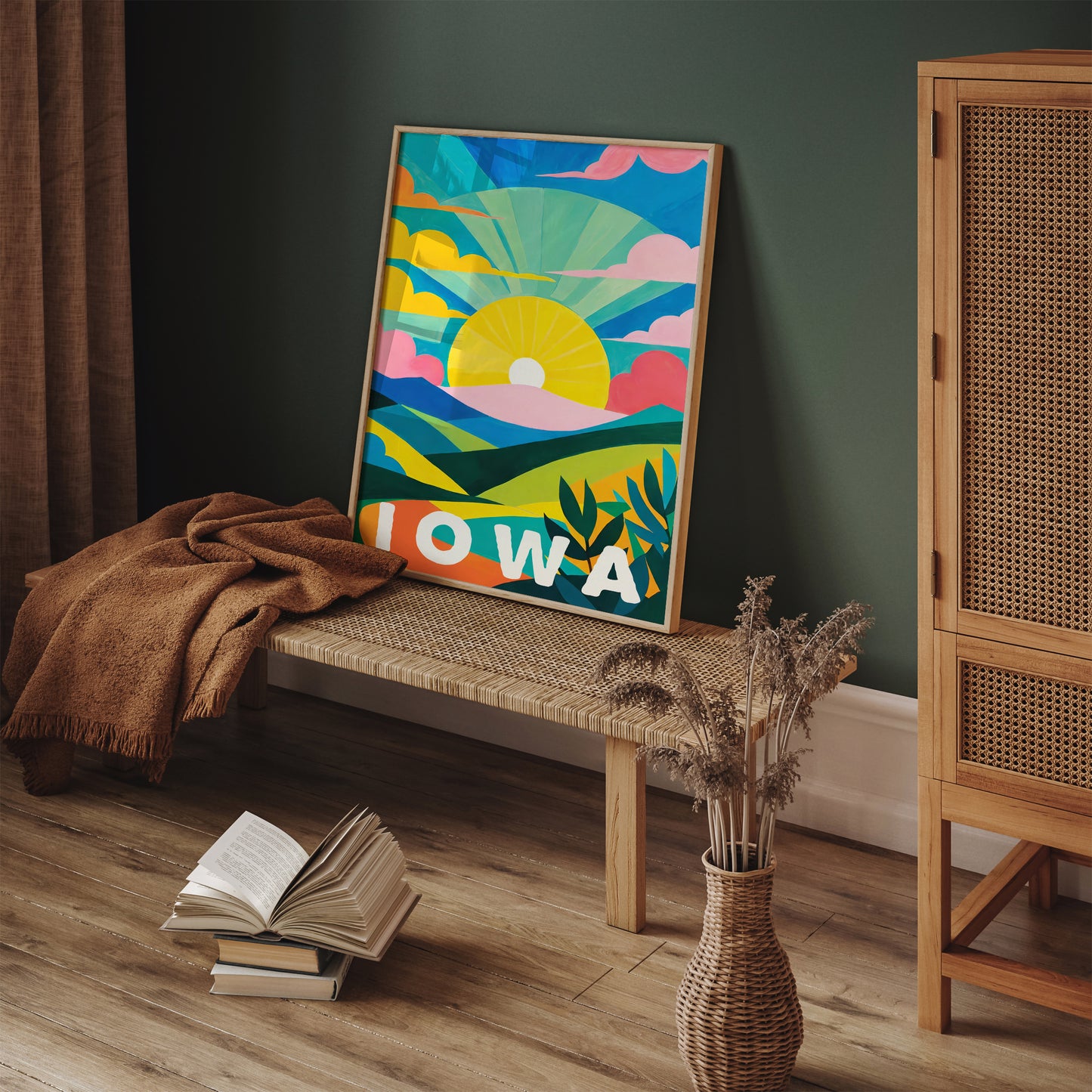 Iowa Sunset Travel Poster Retro Print