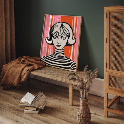 Cute Girl Portrait Retro Print