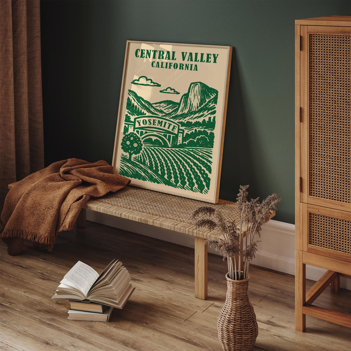 California Central Valley Green Travel Poster