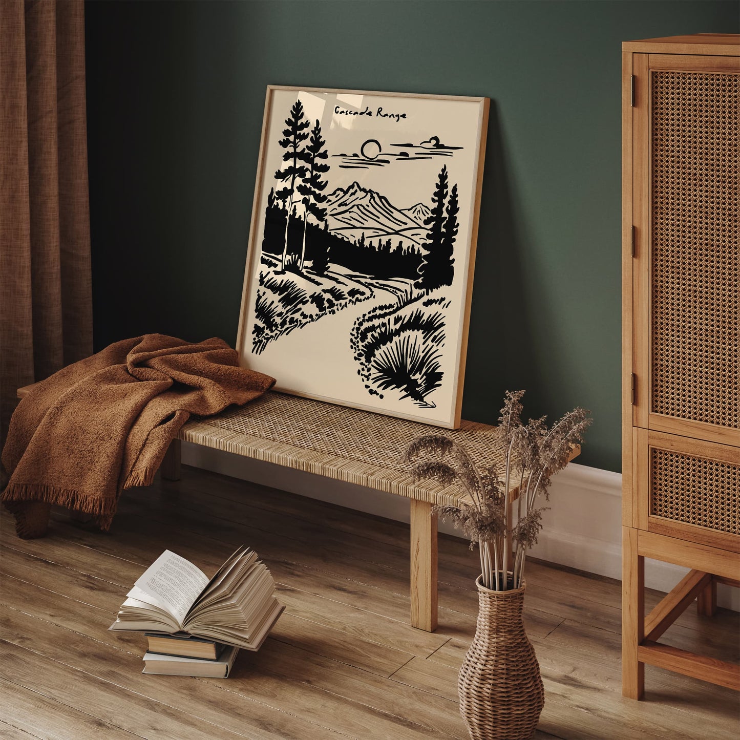Mount Rainier Poster - Black Ink Landscape Print