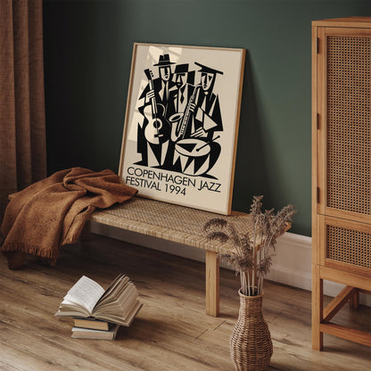 Copenhagen Jazz Festival Poster - Retro Cubist Wall Art Print