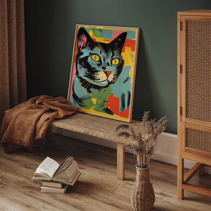 Colorful Retro Cat Reproduction Poster