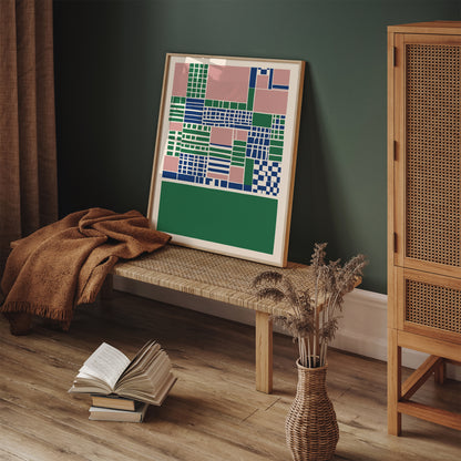 Green Mid Century Modern Geometric Poster