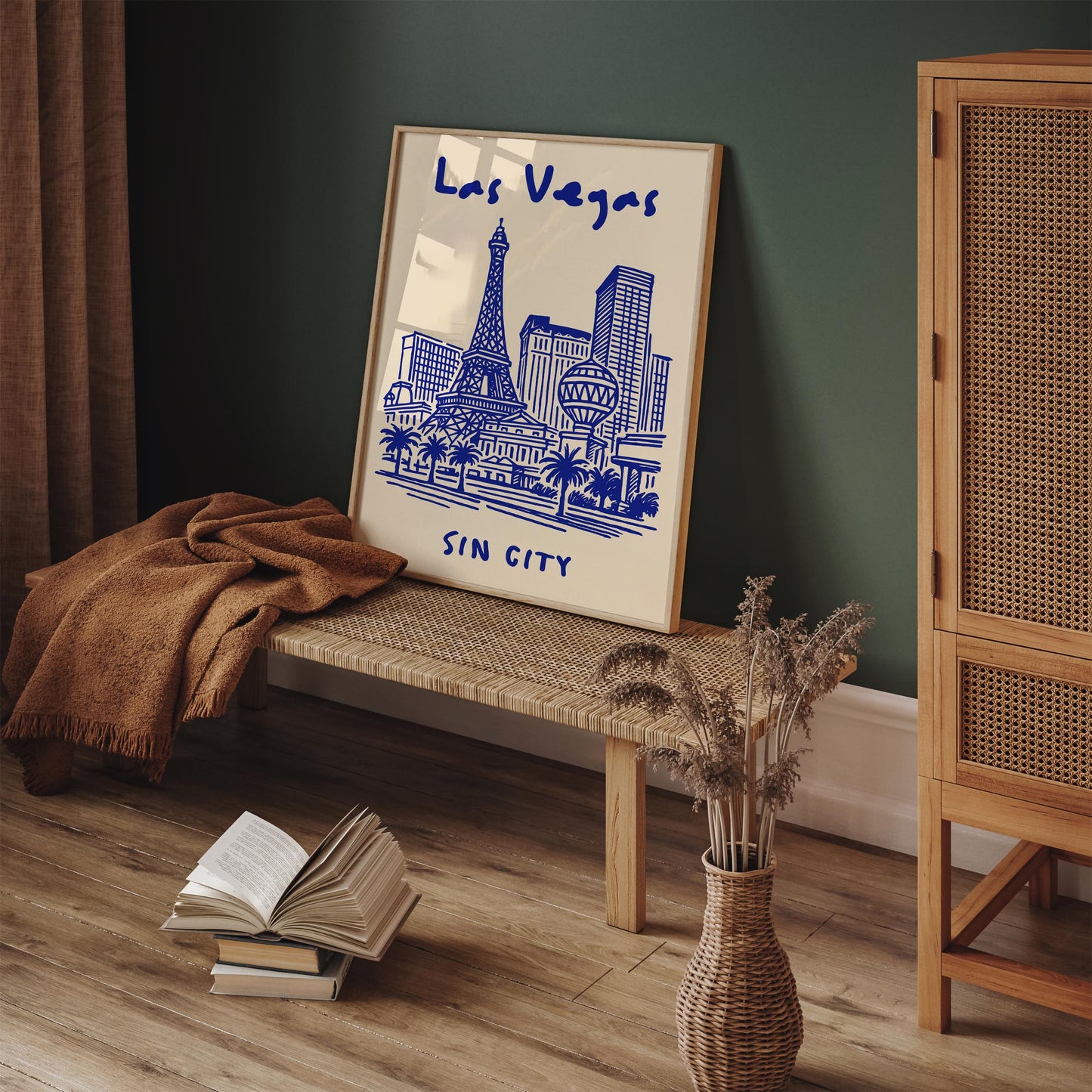 Las Vegas Sin City Poster - Blue Cityscape Wall Art Print