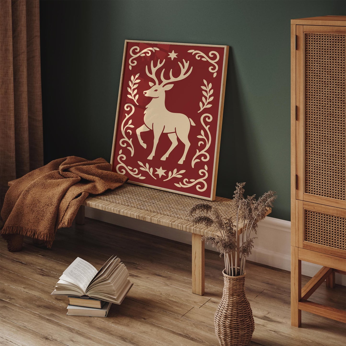 Reindeer Poster, Christmas Style Home Decor