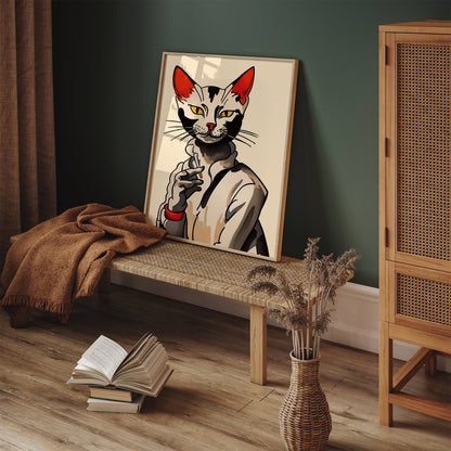 Gentleman Smoking Cat Quirky Wall Art