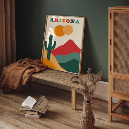 Arizona Travel Poster - Modern Wall Art - Arizona Colorful Gift Idea