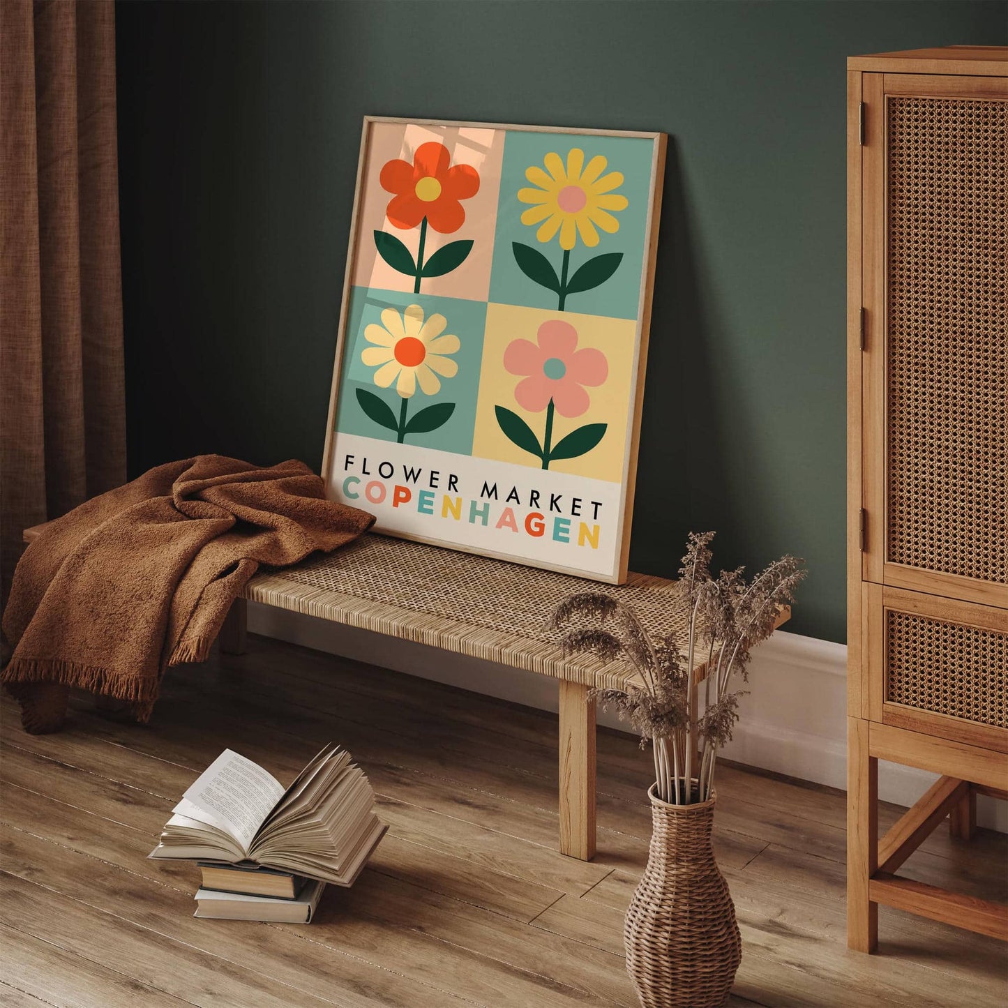 Copenhagen Flower Market - Colorful Retro Floral Art Print