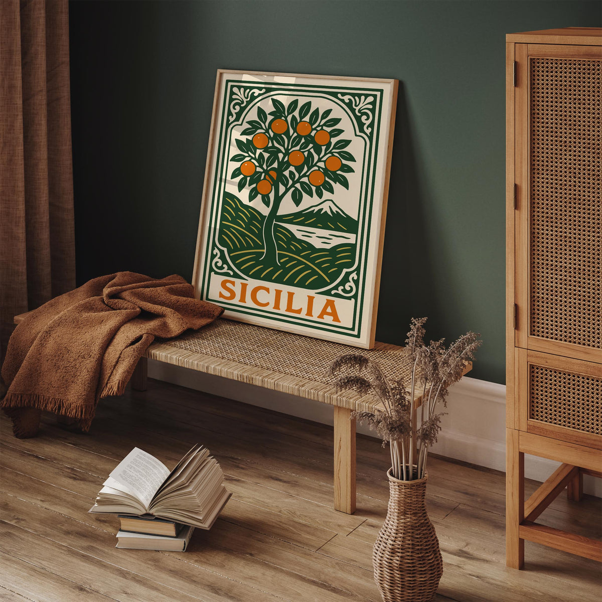 Sicily Orange Tree Travel Poster