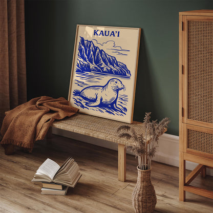 Kauai Hawaii Monk Seal Poipu Beach Art Poster