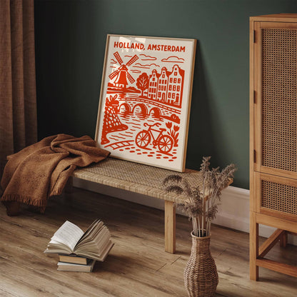 Holland Amsterdam Travel Poster