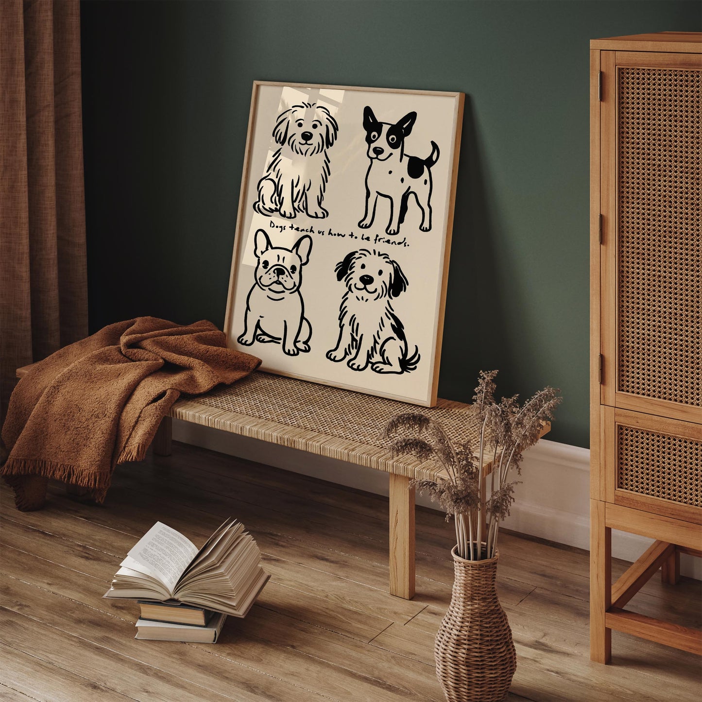 Funny Black Ink Dog Poster - Cute Dogs Wall Art Print
