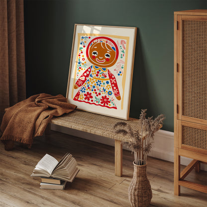 Gingerbread Girl Cute Wall Art Print