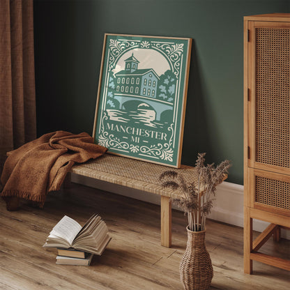 Manchester Michigan Poster - Retro Travel Art Print