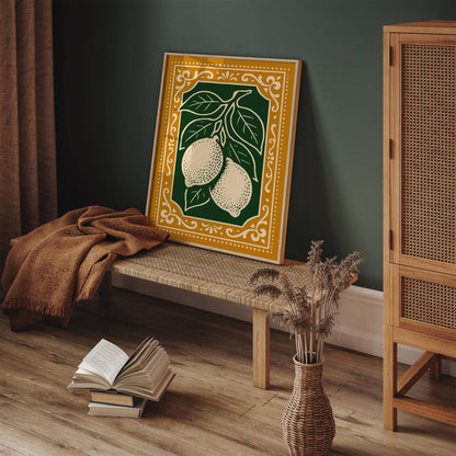 Rococo Lemons Poster for Kitchen Wall Decor