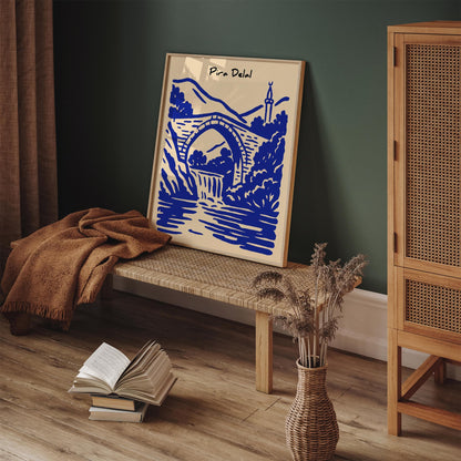 Pira Delal Poster - Blue Iraq Travel Wall Art