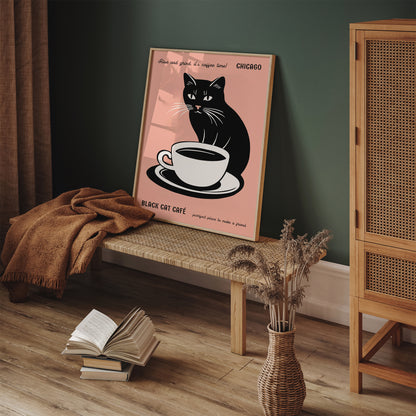 Black Cat Cafe Chicago Art Print