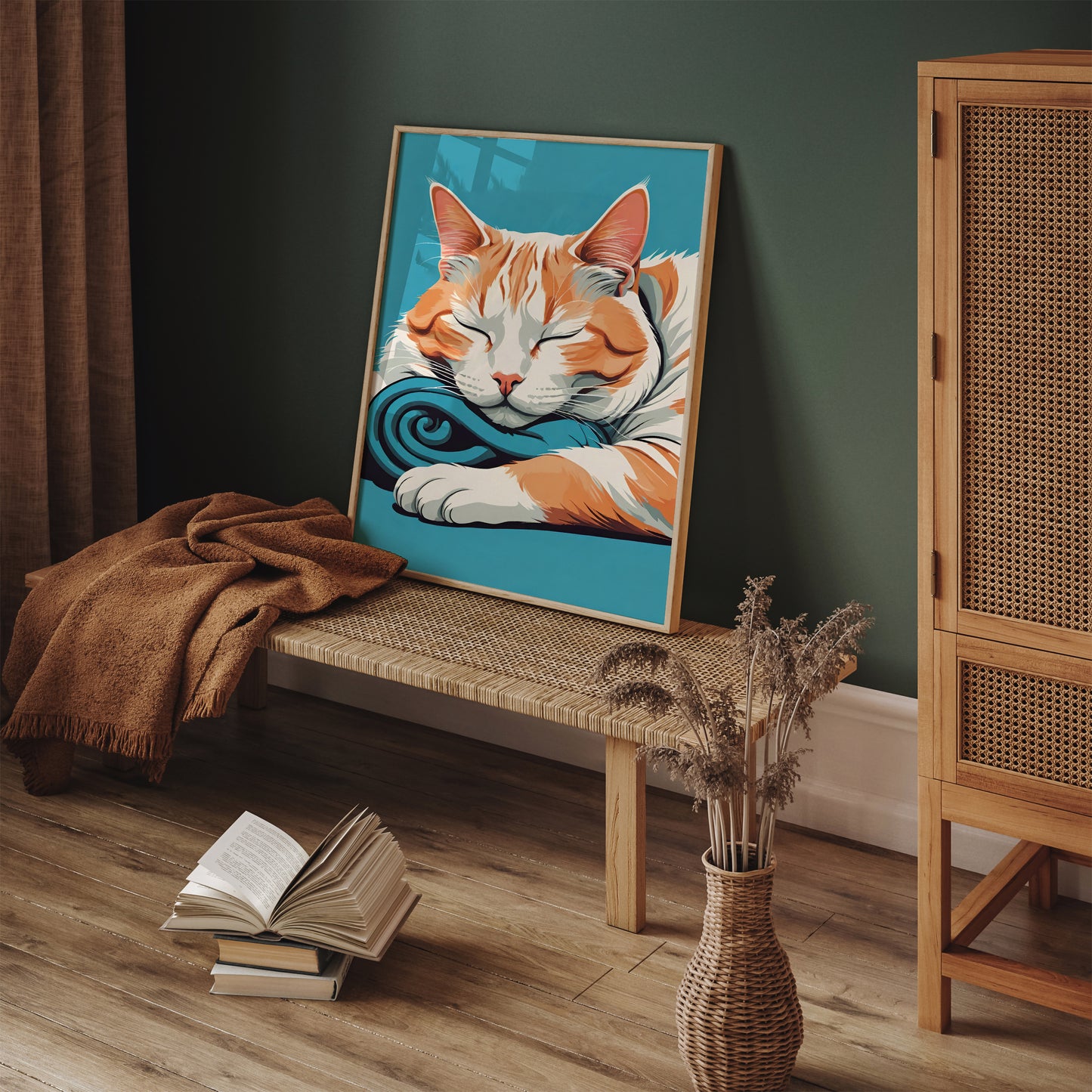 Sleepy Cat Cute Nursery Art Print