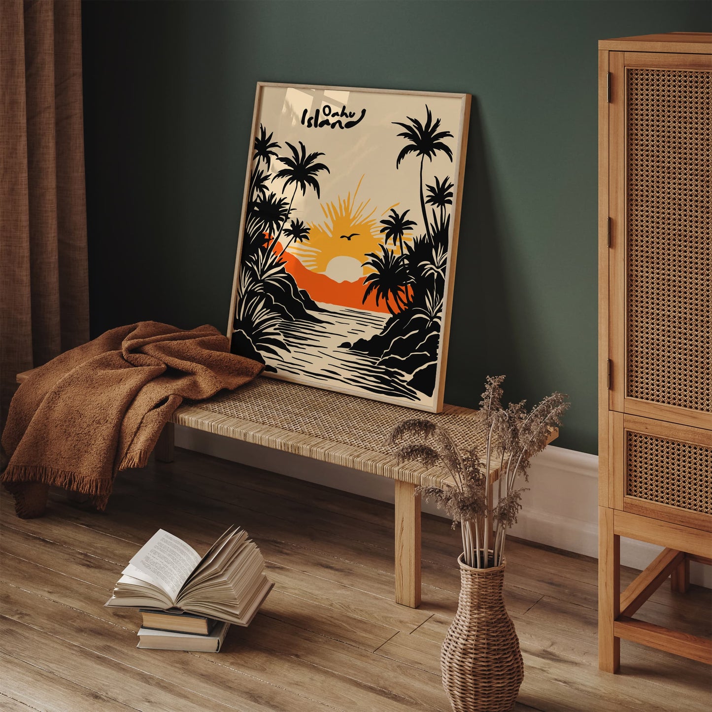 Oahu Hawaii Poster - Tropical Island Honeymoon Travel Art