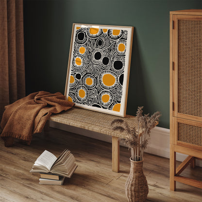 Black Yellow Mid Century Modern Wall Art