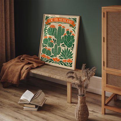 Mexican Cactus Floral Poster