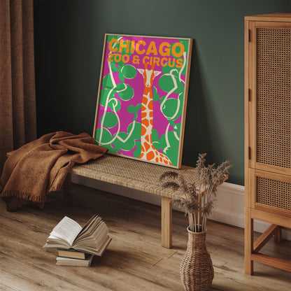 Chicago Zoo & Circus Pink Green Art Print