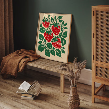 Rustic Strawberries Poster