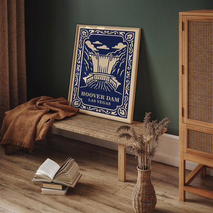Hoover Dam Poster - Las Vegas Navy Blue Travel Art