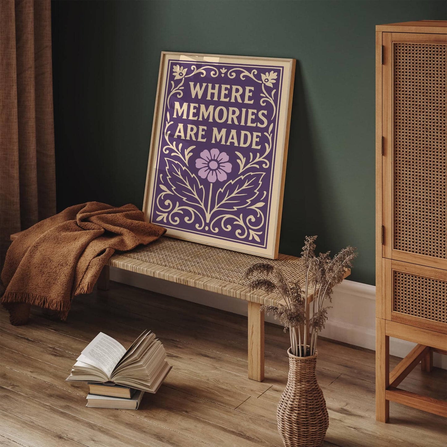 Where Memories Are Made Poster, Purple Floral Victorian Art Print