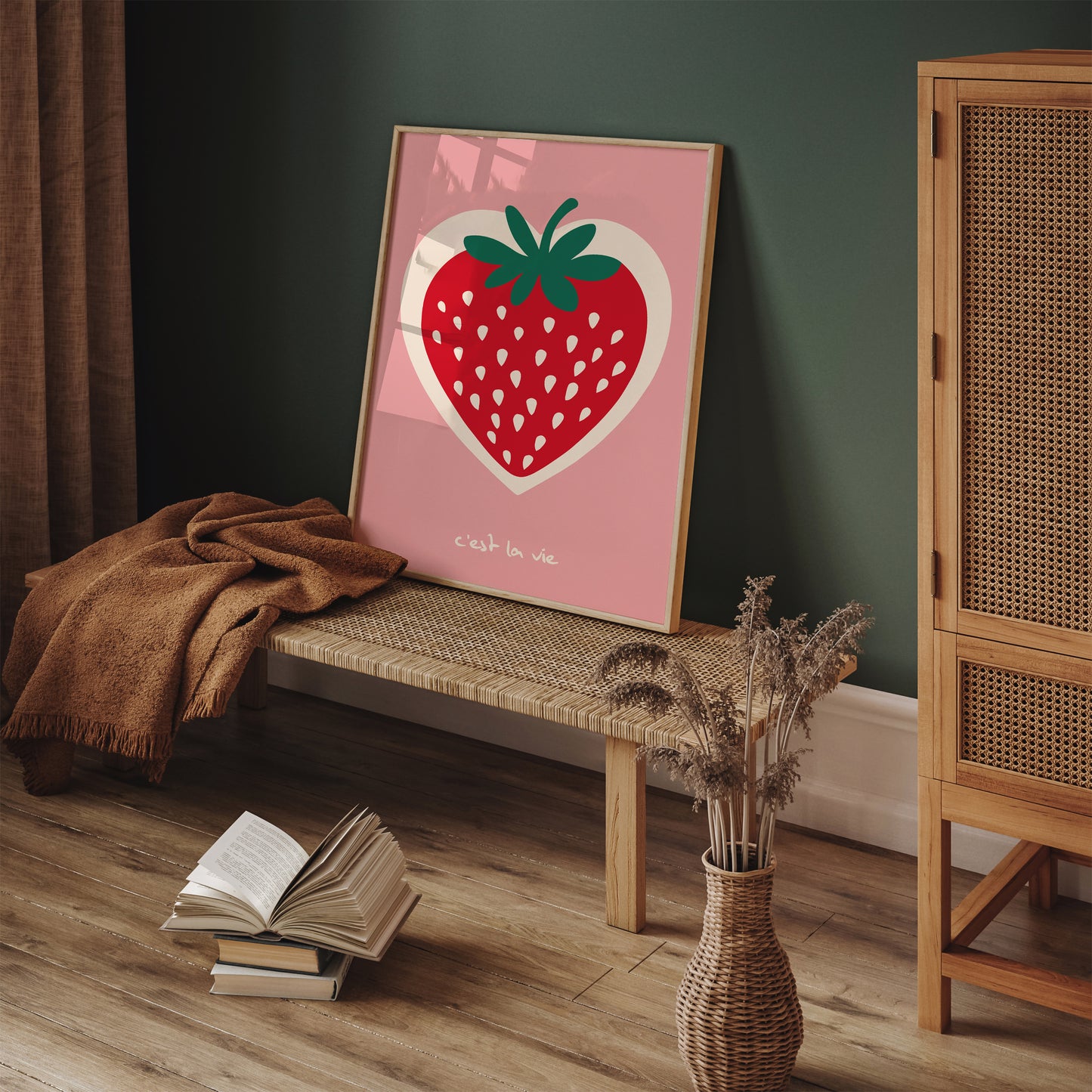 Pink Minimalist Strawberry Art Print