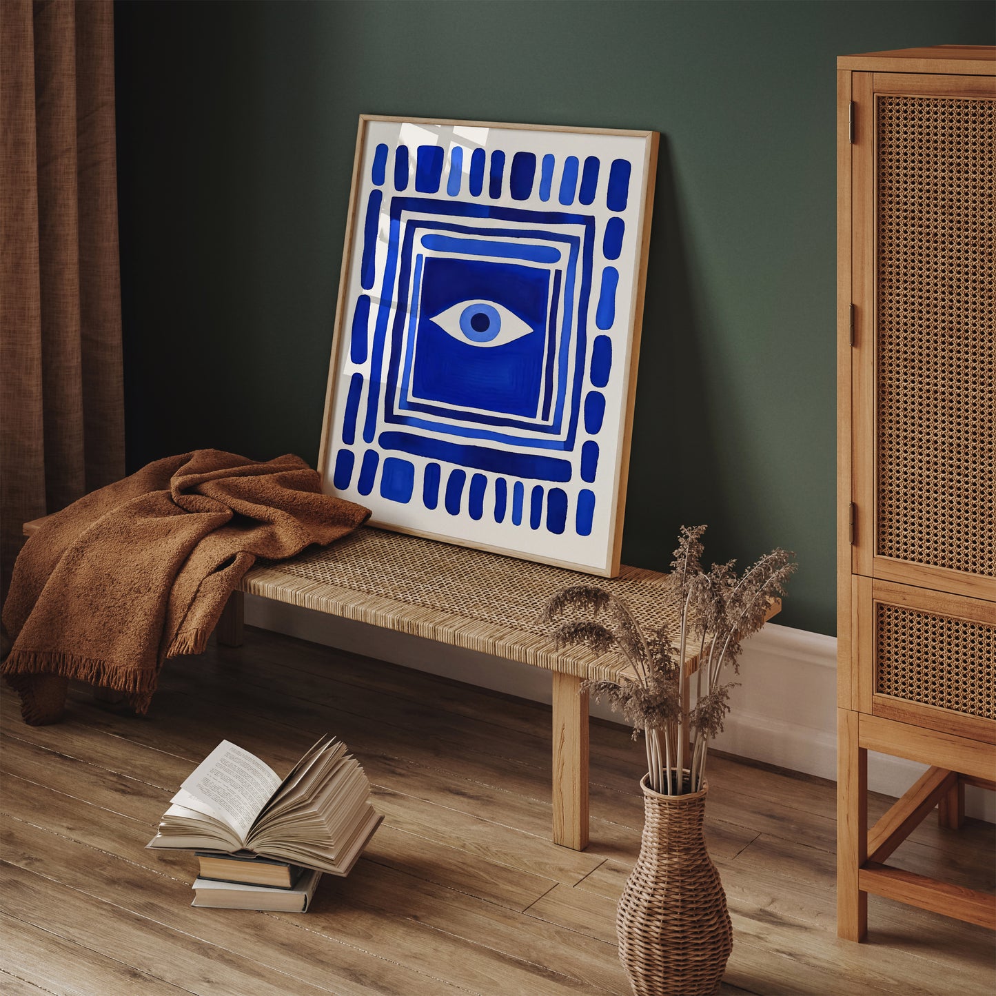 An Eye Bead Art Print Blue Indigo Nazar Poster