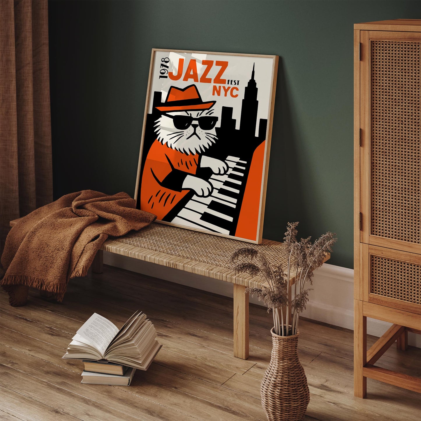Jazz Fest NYC 1978 Poster - Cool Funny Cat Wall Art