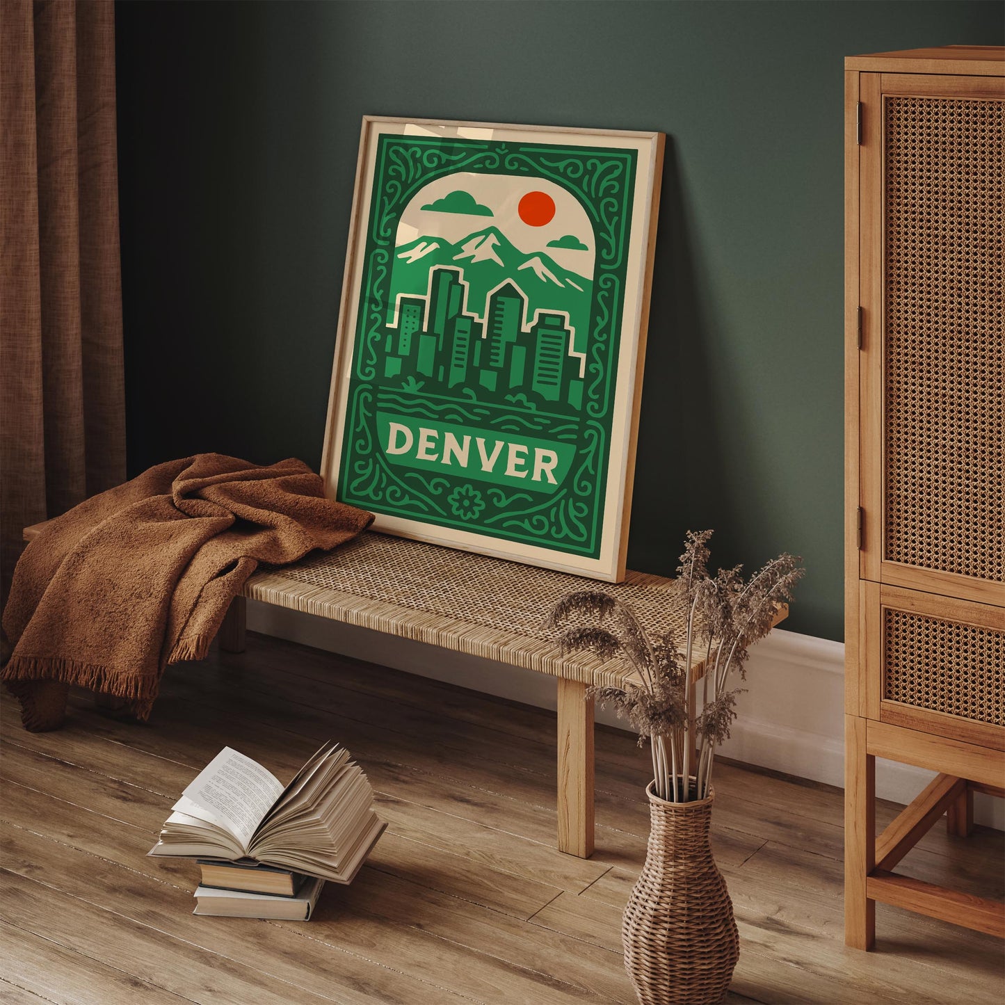 Denver Cityscape Poster - Green Colorado Wall Art