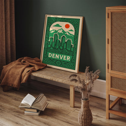 Denver Cityscape Poster - Green Colorado Wall Art