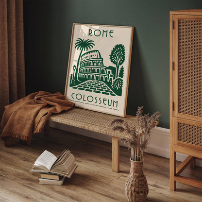 Rome Italy Colosseum Travel Green Poster