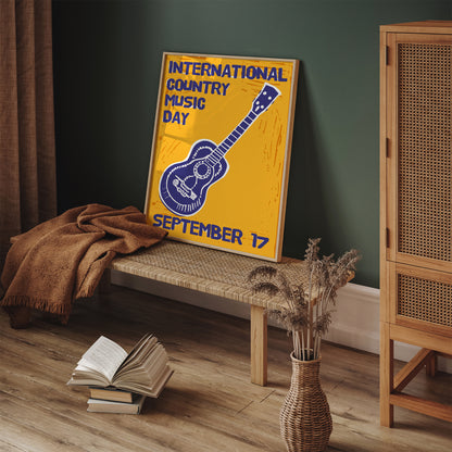 Country Music Festival Guitar Yellow Art Print